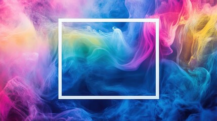 Poster - Abstract background with white frame, iridescent and holographic tones, with a white frame. Invitations, greeting cards, and creative banners, space for text, 8k High Resolution