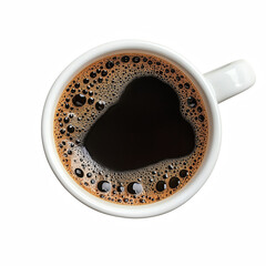 Top view of cup of coffee isolated on transparent background Generative Ai.