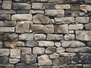 Poster - Aged stone masonry wall with irregular patterns creating a natural textured background