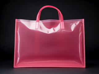 Wall Mural - Pink plastic shopping bag on dark background creating a modern effect