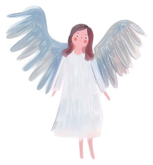 Canvas Print - PNG Cute angel illustration archangel female person.