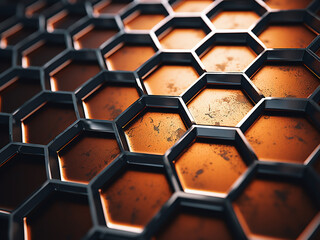 Poster - Steel honeycomb structure with a metallic finish