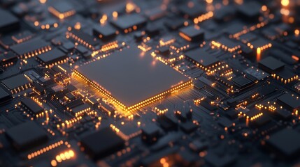Fototapete - Tech glowing circuit board.