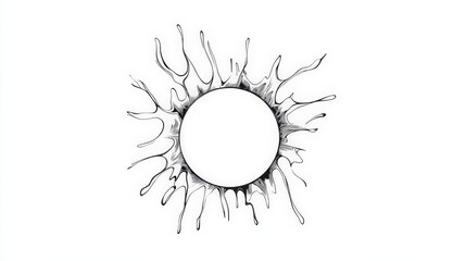 Poster - Abstract Black and White Splash Sun Design with Circular Center