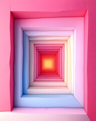 Canvas Print - Abstract colorful square tunnel leading to light.