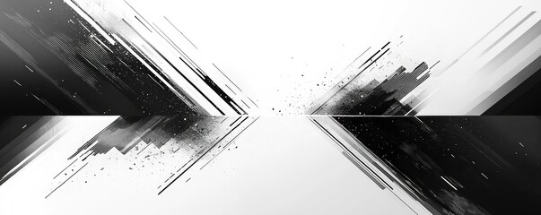 Poster - This high-contrast digital background features black and white textures with dynamic lines and splashes, ideal for a modern and artistic design context