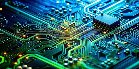 Poster - Macro Shot: Circuit Board Encryption, Data Privacy, Digital Security, Global Standards
