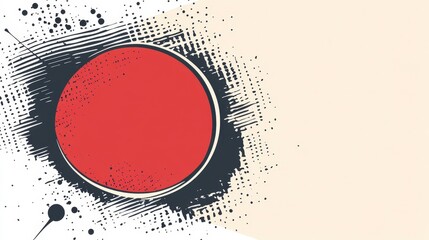 Poster - Abstract Red Circle on Light Background with Textured Elements