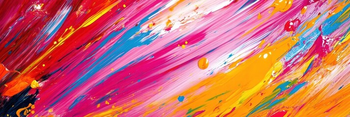 Poster - Bright abstract paint texture with dynamic streaks of color and energetic splashes
