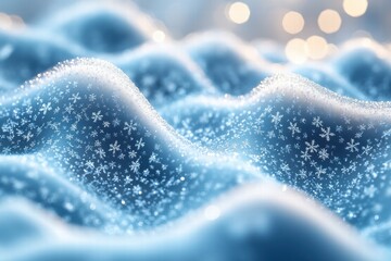 Poster - Delicate abstract waves of snowflakes merging seamlessly in a winter wonderland
