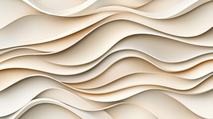 Canvas Print - An abstract wall design with wavy patterns, minimalist and organic, emphasizing soft lines and subtle shadows, using a neutral color scheme.