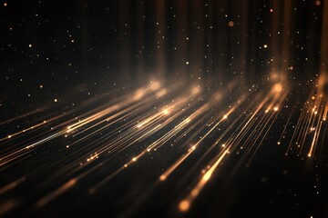 Poster - Light streaks illuminate a black matte background with glowing lines