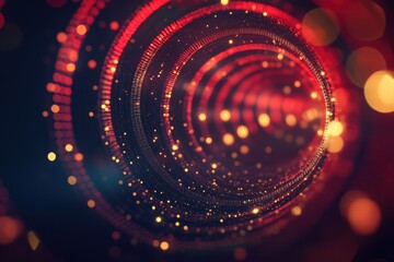 Poster - Glowing red and gold bokeh circles creating a mesmerizing visual effect in darkness