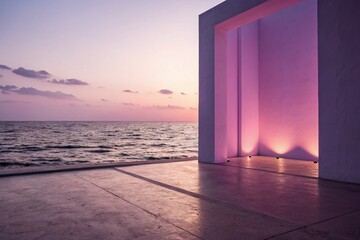 Poster - Minimalist Pink Purple Gradient Background, Calm Contemporary Abstract Design, Soft Light, Fashion Photography