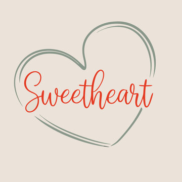a black outline heart silhouette with the word 'Sweetheart'