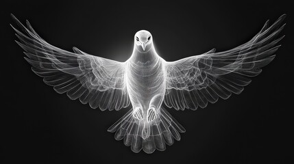 Poster - Wireframe Representation of a Bird with Outstretched Wings
