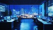 © kiki__ - Modern Control Room with Cityscape View