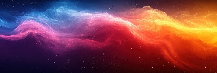 Poster - Colorful gradient waves blend softly across a serene background, creating a calm atmosphere