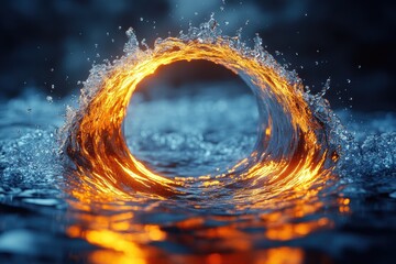 Poster - water flows seamlessly through a transparent infinity shape creating a stunning visual effect