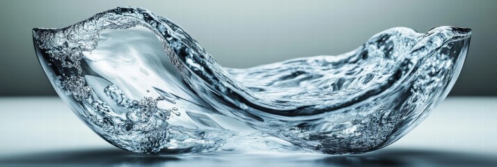 Poster - Flowing water in a transparent infinity-shaped vessel creating captivating patterns