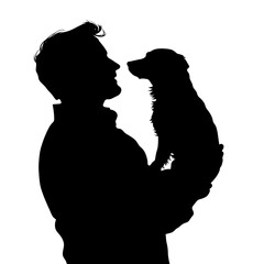 Wall Mural - a man with dog happy isolated on white