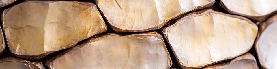 Canvas Print - Close-up of smooth, rounded stones, beige and brown tones, textured surface.