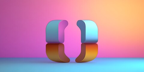 Canvas Print - Colorful 3D curly brackets on gradient background.