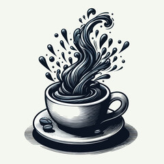 Wall Mural - cup of coffee with steam