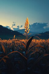 Sticker - Yellow flower in a field at sunset