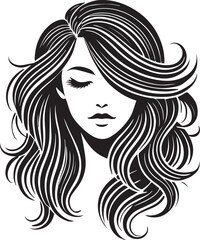 Wall Mural - Beauty woman Face and hair style logo vector, woman Face vector illustration, Beauty woman Face and hair style silhouette vector icon black and white