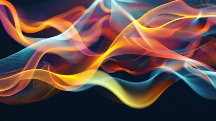 Poster - Abstract Digital Wave Patterns in Vibrant Colors and Smooth Transitions
