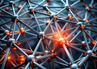 Poster - Sleek Coral and Metallic Grey Digital Framework - Abstract Technology Stock Photo