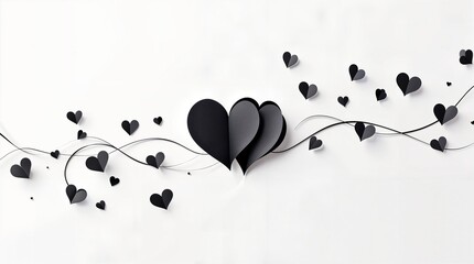 Valentine's background - a clean, minimalistic black-and-white line drawing of a heart seamlessly integrated into a continuous single-line art style