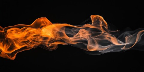 Wall Mural - Flame and smoke gracefully intertwine against a black background, creating a mesmerizing display of flame and smoke that captivates the viewer s imagination with its dynamic forms.