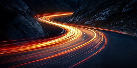 Poster - Stunning night photography showcasing dynamic car streaks that capture the essence of motion. The art of night photography brings car streaks to life in vibrant, mesmerizing displays.