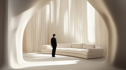 Wall Mural - Modern Minimalist Space with Soft Lighting and Distancing Flair