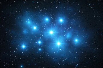 Wall Mural - Blue stars cluster in dark night sky.