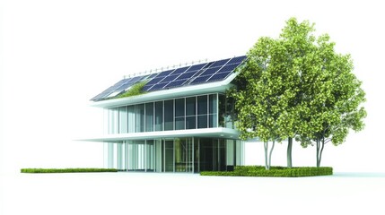 Poster - Modern Solar Energy Building with Greenery