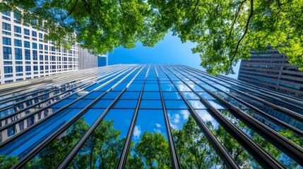 Poster - Urban High Contrast Building in Clear Blue Sky