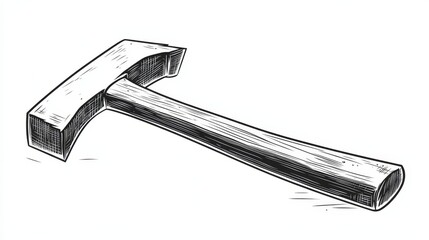 Wall Mural - Vintage Hammer Outline, Drawing For Coloring, Vector Illustration On White Background
