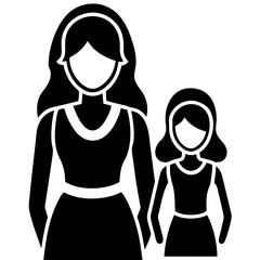 Wall Mural - Mother and daughter silhouette on white background