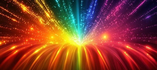 Poster - Spectrum of Innovation Fiber Optic Data Speed Burst on Technology Background, Digital Illustration