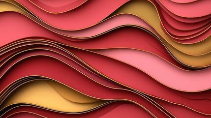 Poster - Flowing layers of abstract paper art studio setting digital design vibrant colors close-up view creative concept