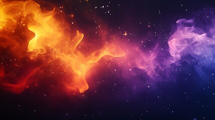 Poster - Dramatic Gradient Explosion Effect with Fiery Oranges Yellows Reds and Swirling Purples and Blues
