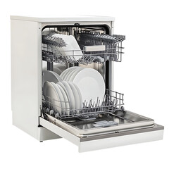 Wall Mural - dishwasher isolated on white background full depth of field