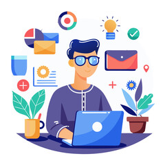 Aufkleber - Designer creates innovative concepts using AR and VR elements in a creative workspace