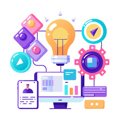 Poster - Glowing interface design tools showcase creativity and innovation through vibrant visuals and technology