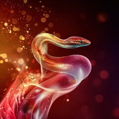 Poster - Snake silhouette glowing brightly against a red and gold gradient backdrop
