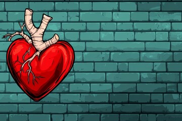 Aufkleber - A pixel art depiction of a beating red heart with animated glowing edges, set against a retro 8-bit background resembling a video game health bar