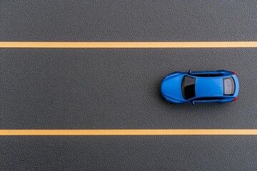 Aufkleber - A simple geometric design of a winding highway in soft gray tones, with a lone car as a small focal point